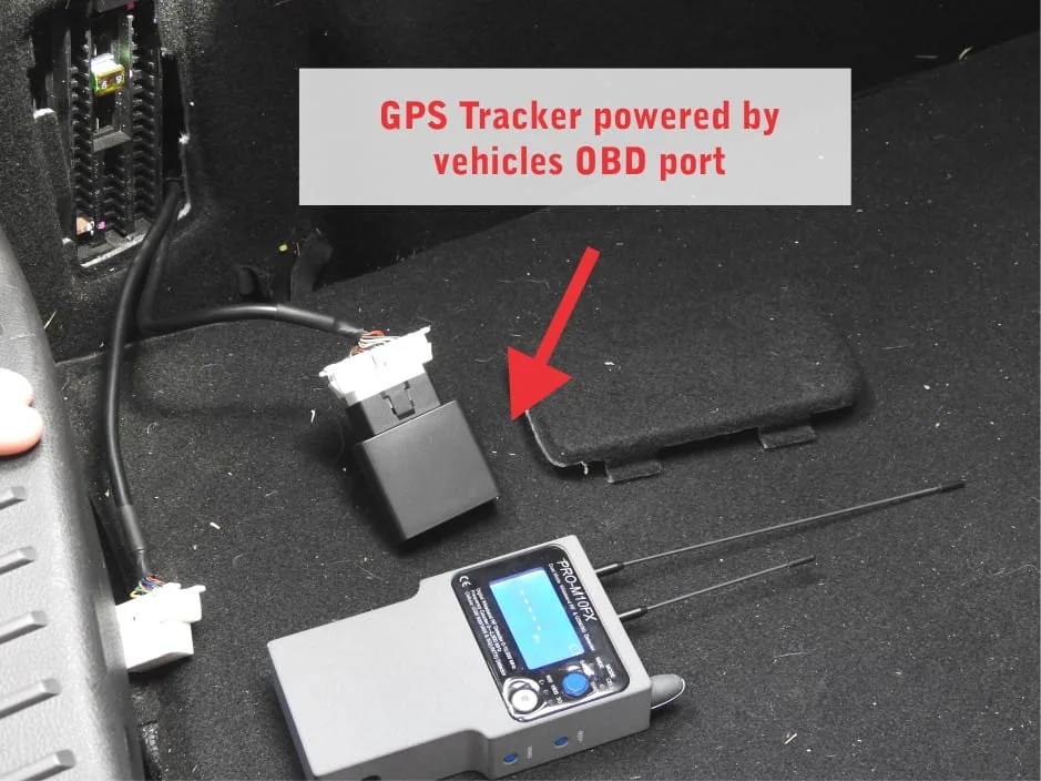 GPS tracker powered from a vehicle's OBD port